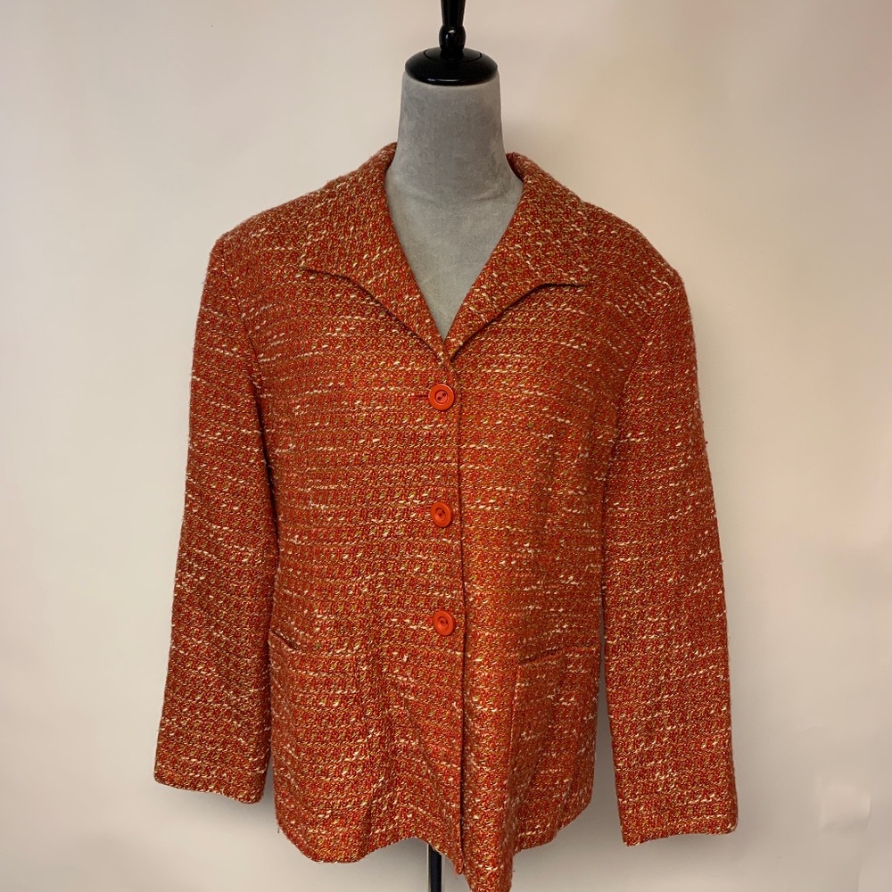Coldwater Creek Blazer Orange Office Business Professional Mature Womens SZ 1X
